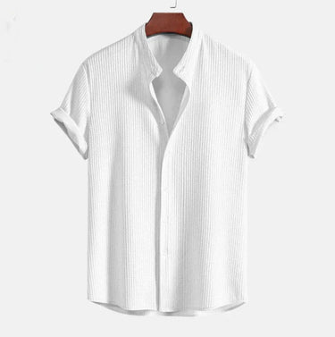 Clean Men’s Mandarin Collar Short Sleeve Shirt With Button Front