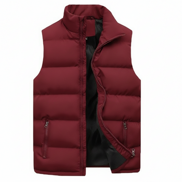 Clean Men’s Padded Gilet With Zip Front And Stand Collar