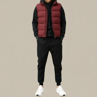 Clean Men’s Padded Gilet With Zip Front And Stand Collar
