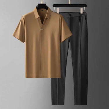 Clean Men’s Polo Shirt And Elastic Waist Trousers Set