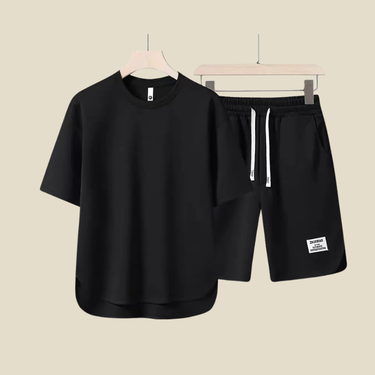 Clean Men’s T Shirt And Drawstring Shorts Set With Short Sleeves
