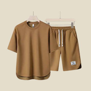 Clean Men’s T Shirt And Drawstring Shorts Set With Short Sleeves