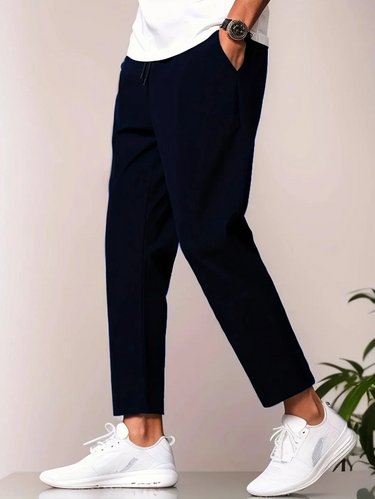 Clean Men’s Tapered Trousers With Elastic Waist And Drawstring