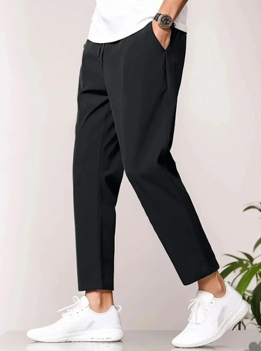 Clean Men’s Tapered Trousers With Elastic Waist And Drawstring