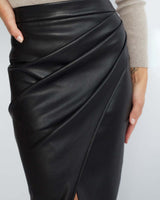 Coated Midi Skirt with Front Slit