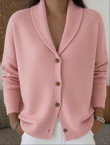Collared Cardigan womens with Button Front and Ribbed Knit