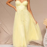Corset Bodice Wedding Guest Dress with Tulle Midi Skirt
