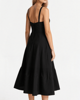 Corset Midi Dress Structured Skirt