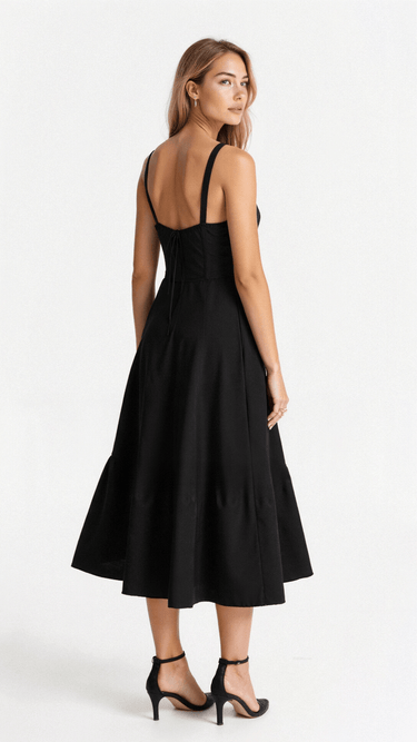 Corset Midi Dress Structured Skirt
