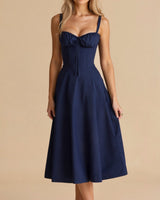 Corset Midi Dress Structured Skirt