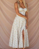 Corset Midi Dress Structured Skirt