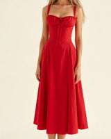 Corset Midi Dress Structured Skirt