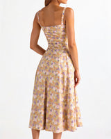 Corset Midi Dress Structured Skirt