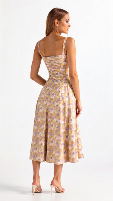 Corset Midi Dress Structured Skirt
