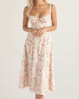 Corset Midi Dress Structured Skirt