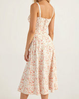 Corset Midi Dress Structured Skirt