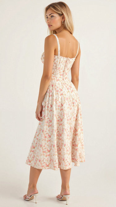 Corset Midi Dress Structured Skirt