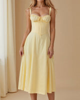 Corset Midi Dress Structured Skirt