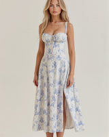 Corset Midi Dress Structured Skirt