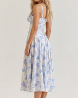 Corset Midi Dress Structured Skirt