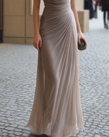 Cowl Neck Maxi Dress with Ruched Bodice