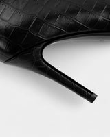Croc-Embossed Knee-High Boots with Pointed Toe