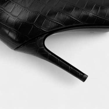 Croc-Embossed Knee-High Boots with Pointed Toe