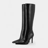 Croc-Embossed Knee-High Boots with Pointed Toe