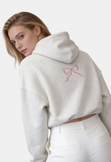 Cropped Hoodie with Bow Detail