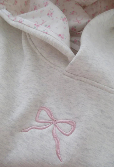 Cropped Hoodie with Bow Detail