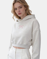 Cropped Hoodie with Bow Detail