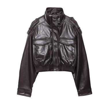 Detail of the ribbed hem and overall silhouette of the cropped jacket