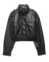 Full-length shot of the jacket styled for a casual urban look