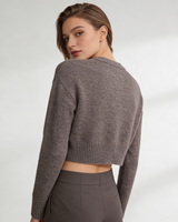 Cropped Knit Cardigan with Button Front
