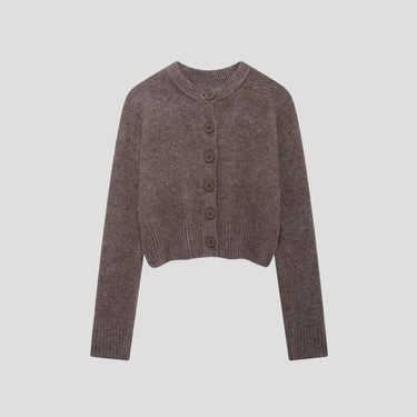 Cropped Knit Cardigan with Button Front
