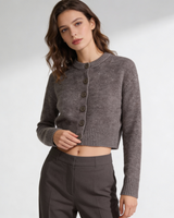 Cropped Knit Cardigan with Button Front