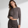Cropped Knit Cardigan with Button Front