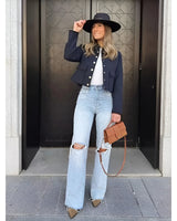 Cropped Overshirt Jacket with Flap Pockets