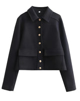 Cropped Overshirt Jacket with Flap Pockets
