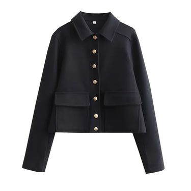 Cropped Overshirt Jacket with Flap Pockets