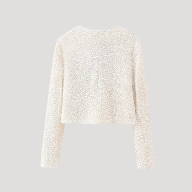 Cropped Sequin Jacket with Bow Closure