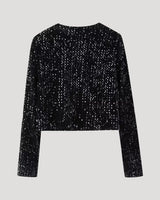 Cropped Sequin Jacket with Bow Closure