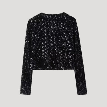 Cropped Sequin Jacket with Bow Closure