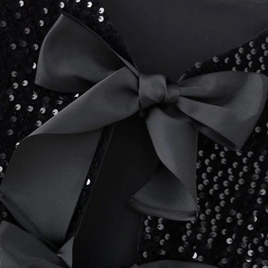 Cropped Sequin Jacket with Bow Closure