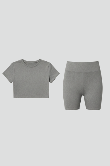 Cropped Top and High Waisted Shorts Co Ord Set