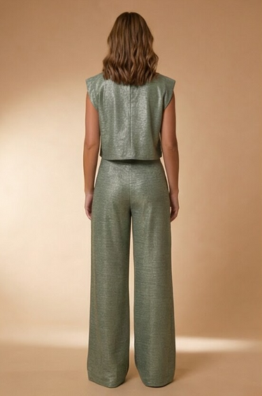 Cropped Top and Wide Leg Pants Co Ord Set