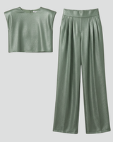 Cropped Top and Wide Leg Pants Co Ord Set