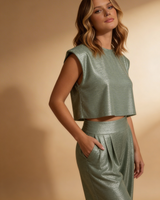 Cropped Top and Wide Leg Pants Co Ord Set