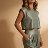 Cropped Top and Wide Leg Pants Co Ord Set