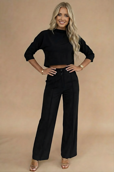 Cropped Two-Piece Set with Top and Trousers